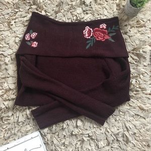 Floral Embroidered Off The Shoulder Top